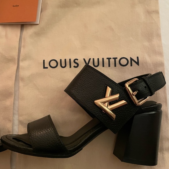 Louis Vuitton Black Block Heels, Size 34.5 - Picture 2 of 13